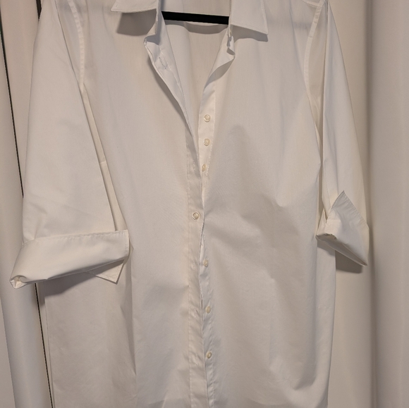 Lands End Outfitters 20 W White Button down Blouse 3/4 fold up sleeve - Picture 4 of 9